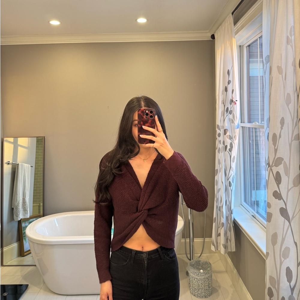 Aerie Maroon Knit Sweater
